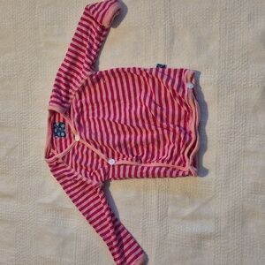 Kickee Pants girls 2 tone striped wrap top button closure GUC